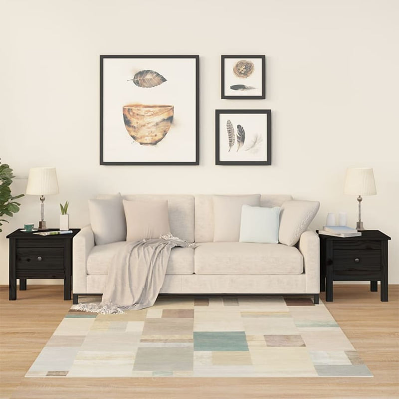 Bijzettafels 2 st 40x40x39 cm massief grenenhout zwart MeubelReus