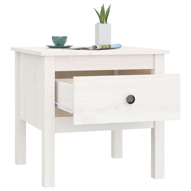 Bijzettafels 2 st 50x50x49 cm massief grenenhout wit MeubelReus
