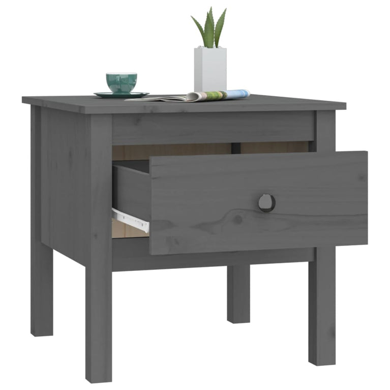 Bijzettafel 50x50x49 cm massief grenenhout grijs MeubelReus