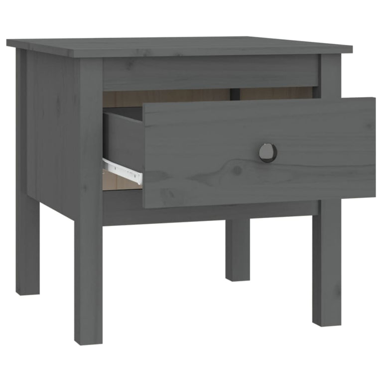 Bijzettafel 50x50x49 cm massief grenenhout grijs MeubelReus