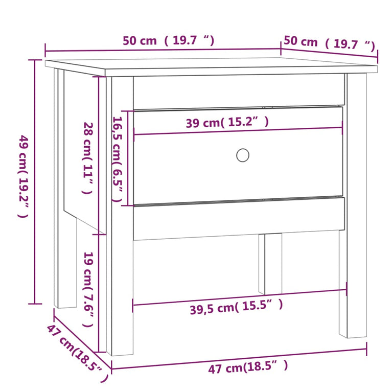 Bijzettafel 50x50x49 cm massief grenenhout grijs MeubelReus