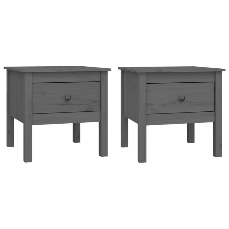 Bijzettafels 2 st 50x50x49 cm massief grenenhout grijs MeubelReus