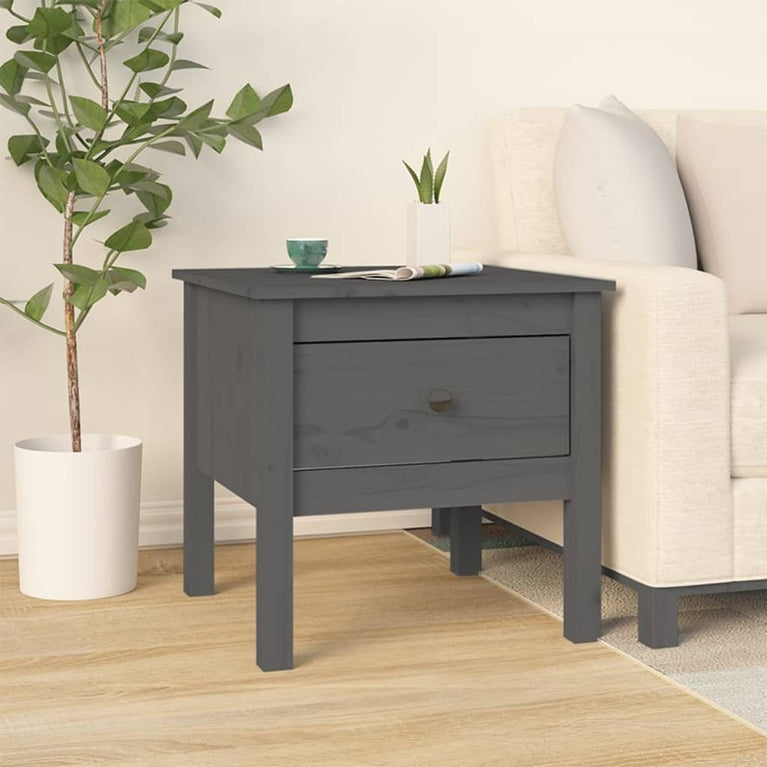 Bijzettafels 2 st 50x50x49 cm massief grenenhout grijs MeubelReus
