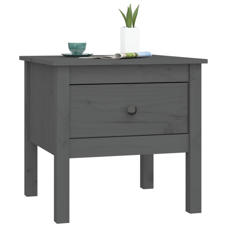 Bijzettafels 2 st 50x50x49 cm massief grenenhout grijs MeubelReus