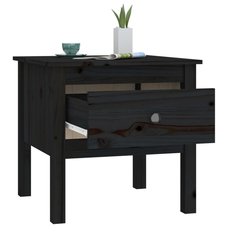 Bijzettafels 2 st 50x50x49 cm massief grenenhout zwart MeubelReus