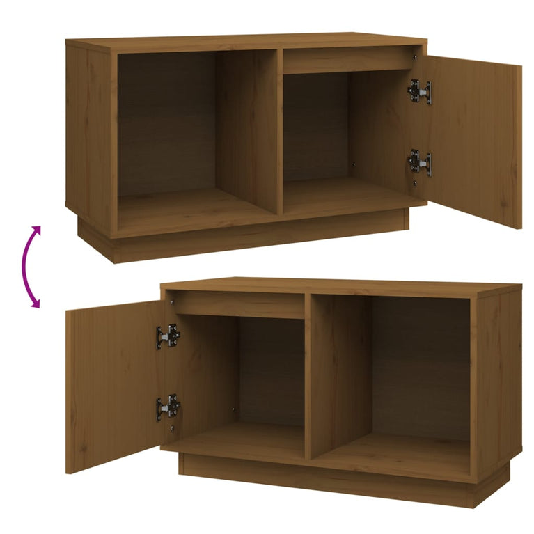 Tv-meubel 74x35x44 cm massief grenenhout honingbruin MeubelReus