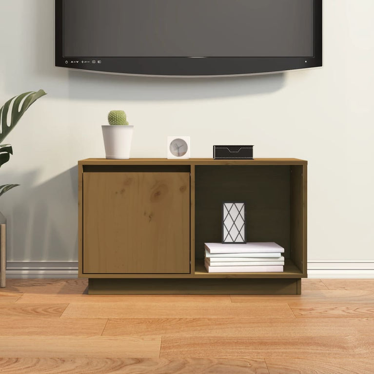 Tv-meubel 74x35x44 cm massief grenenhout honingbruin MeubelReus