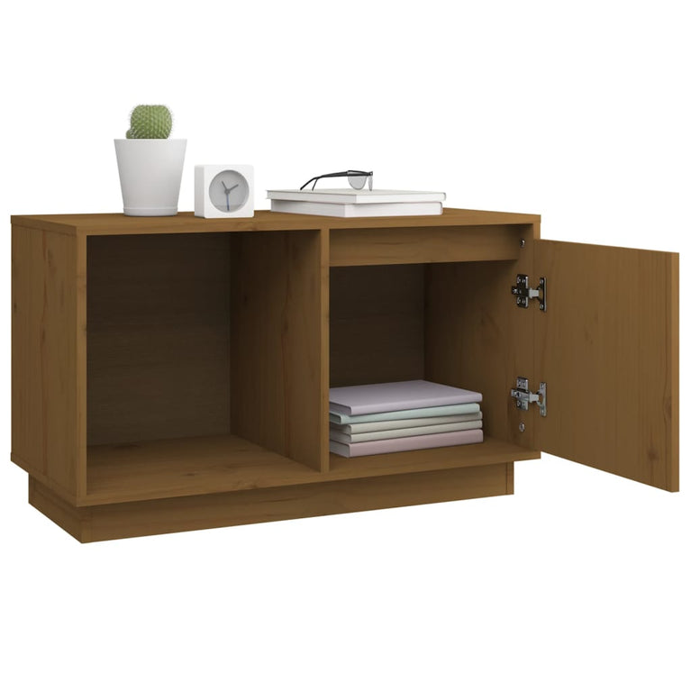 Tv-meubel 74x35x44 cm massief grenenhout honingbruin MeubelReus