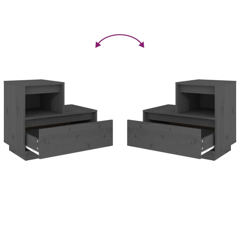 Nachtkastjes 2 st 60x34x51 cm massief grenenhout grijs MeubelReus