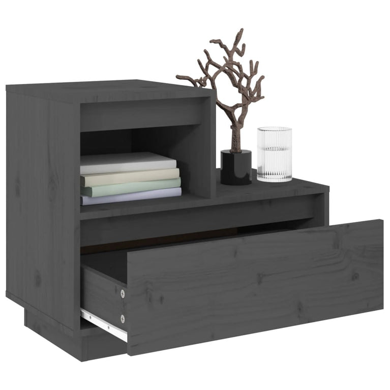 Nachtkastjes 2 st 60x34x51 cm massief grenenhout grijs MeubelReus