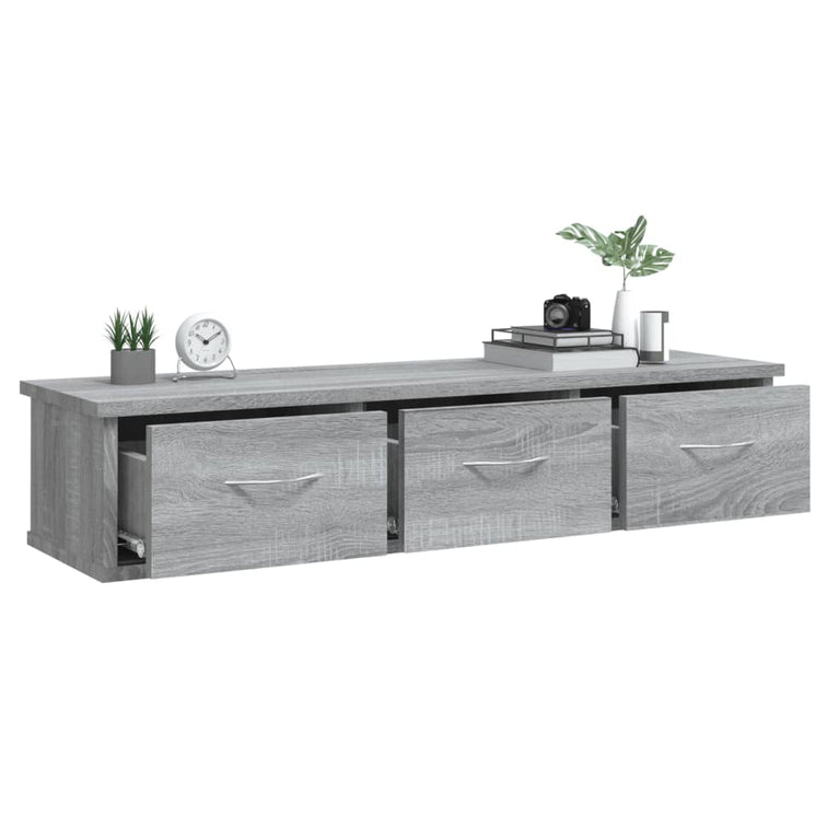 Wandkast 88x26x18,5 cm bewerkt hout grijs sonoma eikenkleurig MeubelReus