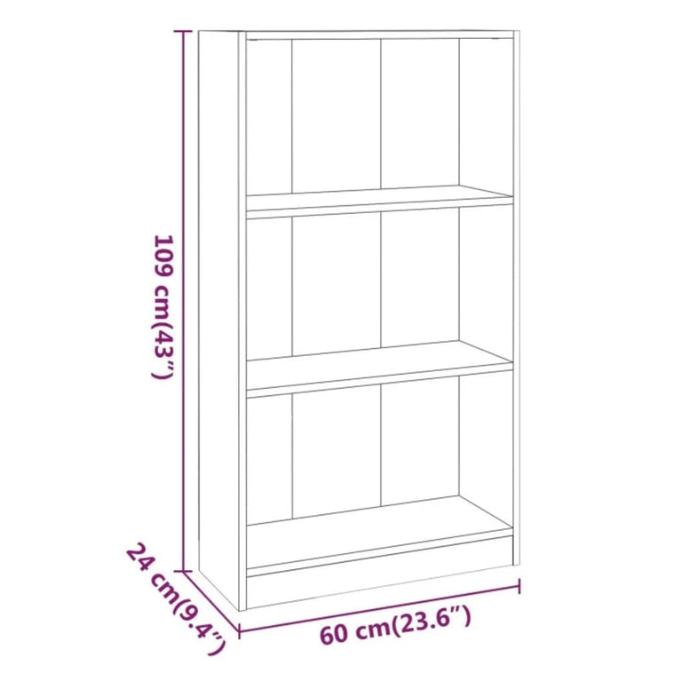 Boekenkast 60x24x109 cm bewerkt hout bruin eikenkleur MeubelReus
