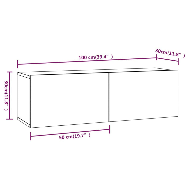 Tv-wandmeubel 100x30x30 cm bewerkt hout grijs sonoma eikenkleur MeubelReus