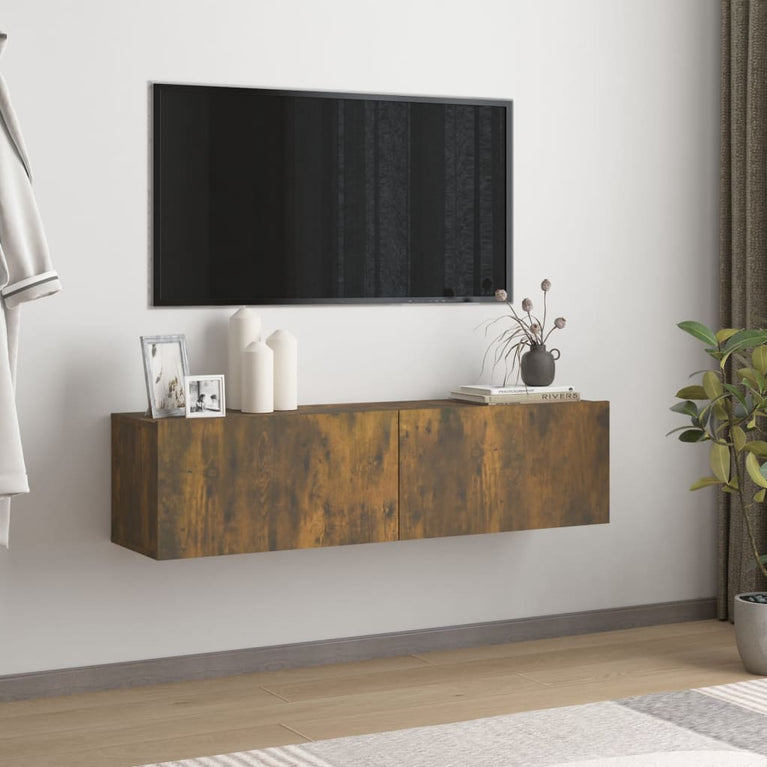 Tv-wandmeubel 120x30x30 cm bewerkt hout gerookt eikenkleurig MeubelReus