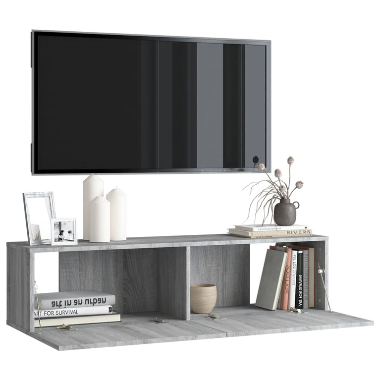 Tv-wandmeubel 120x30x30 cm bewerkt hout grijs sonoma eiken MeubelReus