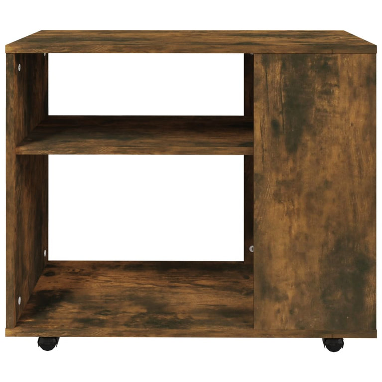Bijzettafel 70x35x55 cm bewerkt hout gerookt eikenkleurig