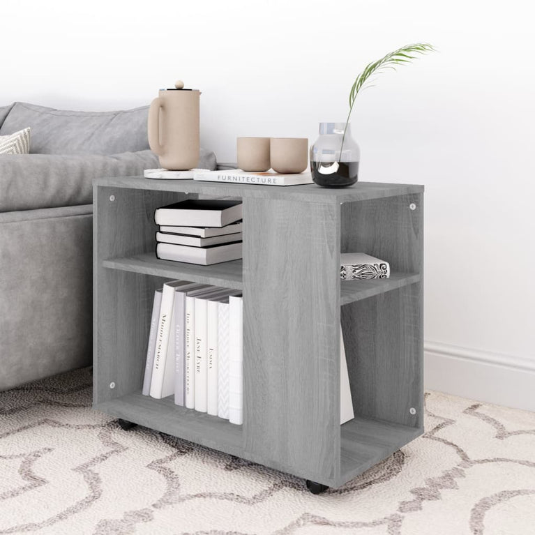 Bijzettafel 70x35x55 cm bewerkt hout grijs sonoma eikenkleurig MeubelReus