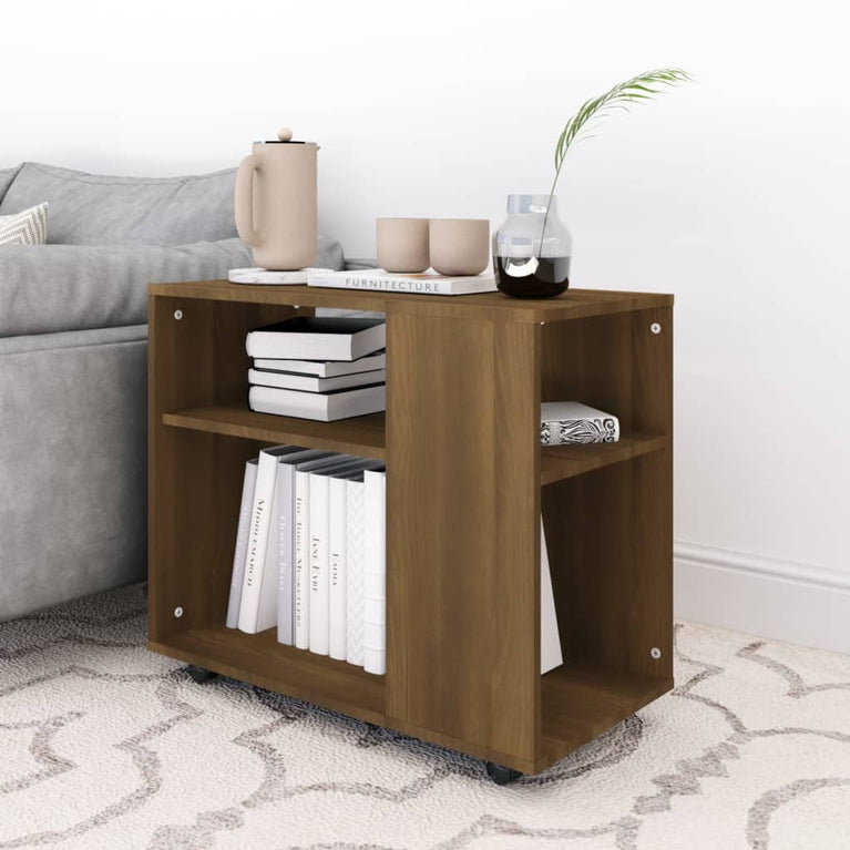 Bijzettafel 70x35x55 cm bewerkt hout bruin eikenkleur MeubelReus