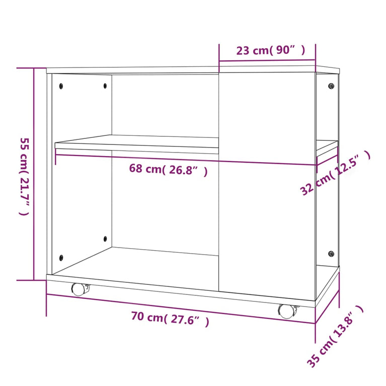 Bijzettafel 70x35x55 cm bewerkt hout bruin eikenkleur MeubelReus