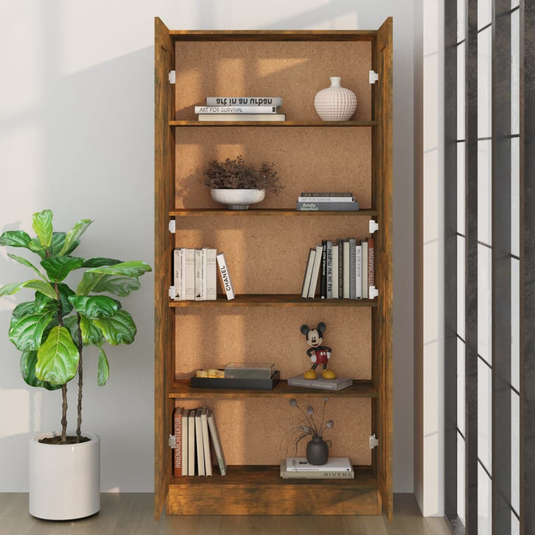 Boekenkast 82,5x30,5x185,5 cm bewerkt hout gerookt eikenkleurig MeubelReus