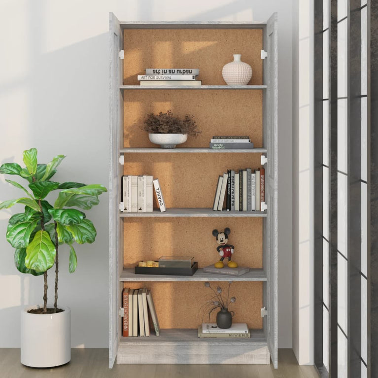 Boekenkast 82,5x30,5x185,5 cm bewerkt hout grijs sonoma eiken