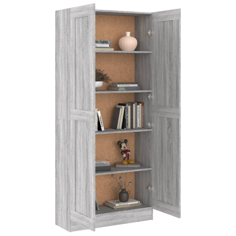 Boekenkast 82,5x30,5x185,5 cm bewerkt hout grijs sonoma eiken