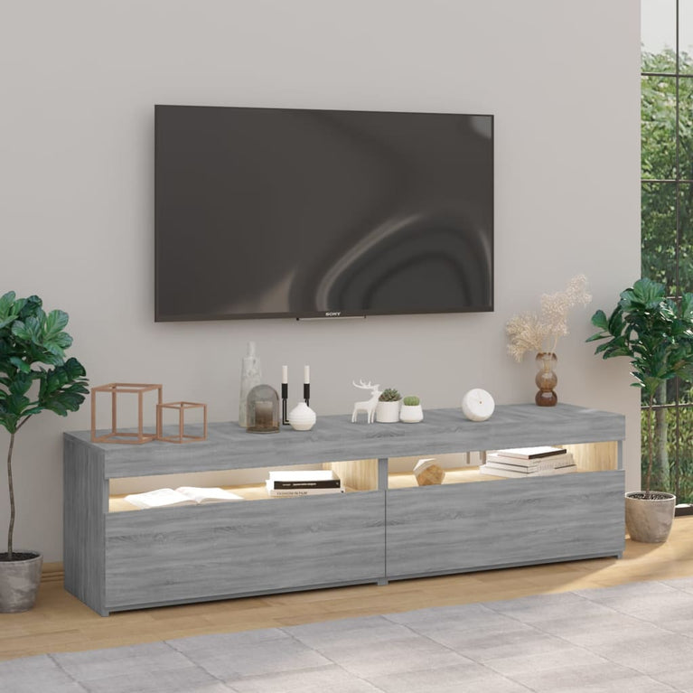 Tv-meubelen met LED-verlichting 2 st 75x35x40 cm grijs sonoma MeubelReus