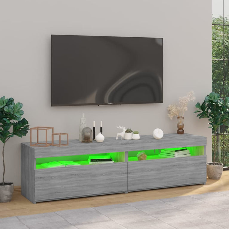 Tv-meubelen met LED-verlichting 2 st 75x35x40 cm grijs sonoma MeubelReus
