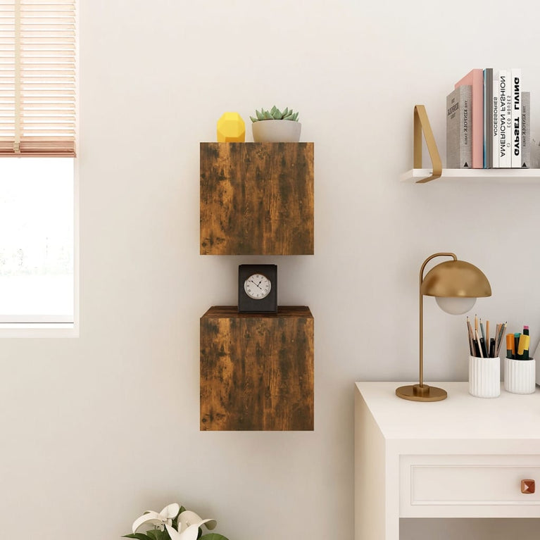 Tv-wandmeubelen 2 st 30,5x30x30 cm gerookt eikenkleurig MeubelReus