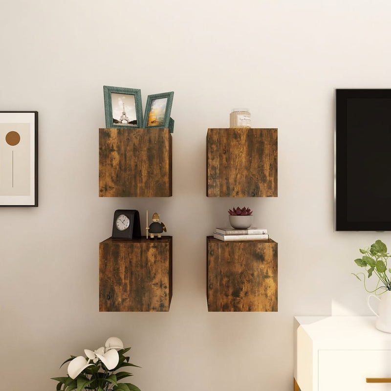 Tv-wandmeubelen 4 st 30,5x30x30 cm gerookt eikenkleurig MeubelReus