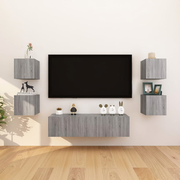 Tv-wandmeubel 30,5x30x30 cm grijs sonoma eikenkleurig MeubelReus