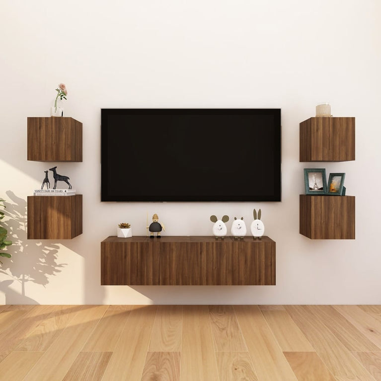 Tv-wandmeubelen 4 st 30,5x30x30 cm bruineikenkleurig MeubelReus