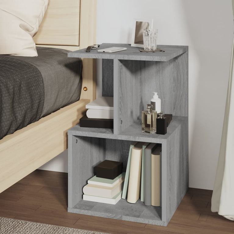 Nachtkastje 35x35x55 cm bewerkt hout grijs sonoma eikenkleurig