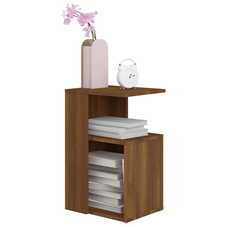 Bijzettafel 36x30x56 cm bewerkt hout bruin eikenkleur