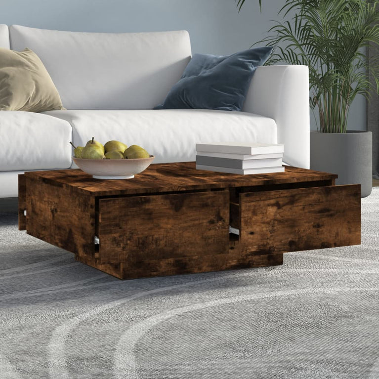 Salontafel 90x60x31 cm bewerkt hout gerookt eikenkleurig MeubelReus