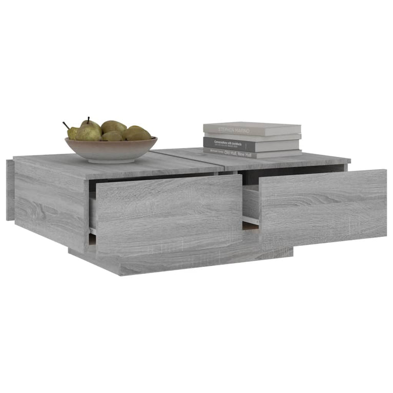 Salontafel 90x60x31 cm bewerkt hout grijs sonoma eikenkleurig MeubelReus