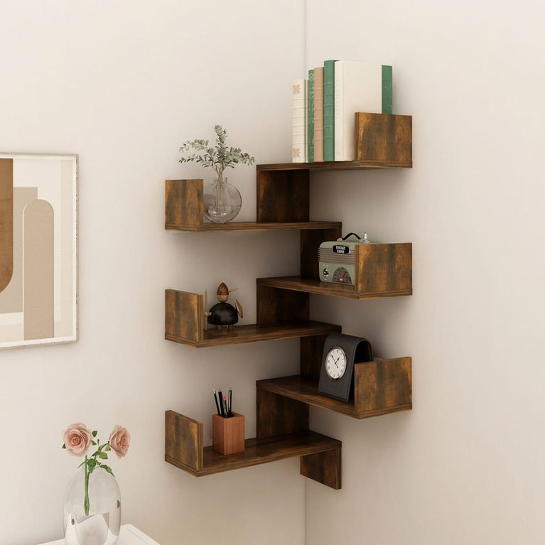 Hoekwandschappen 2 st 40x40x50 cm bewerkt hout sonoma eiken MeubelReus