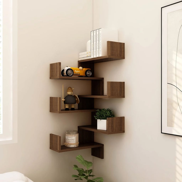 Hoekwandschappen 2 st 40x40x50 cm bewerkt hout bruin eikenkleur MeubelReus