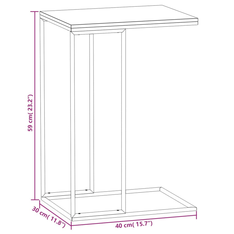 Bijzettafel 40x30x59 cm bewerkt hout wit MeubelReus