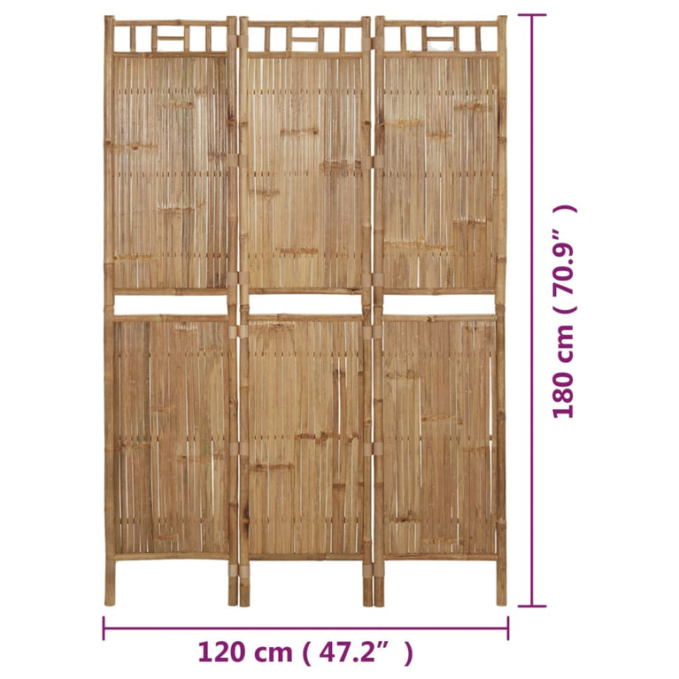 Kamerscherm met 3 panelen 120x180 cm bamboe MeubelReus