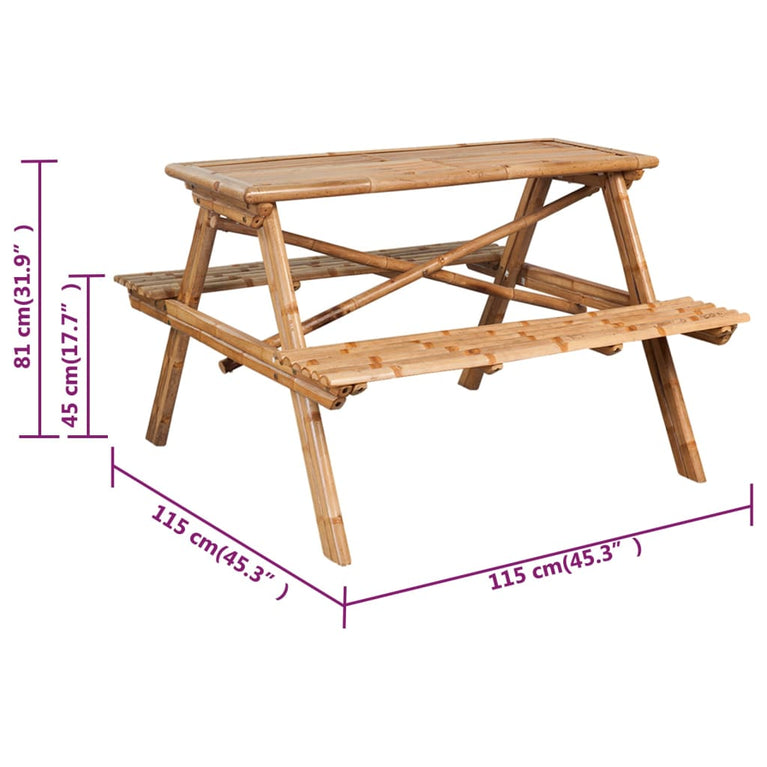 Picknicktafel 115x115x81 cm bamboe MeubelReus