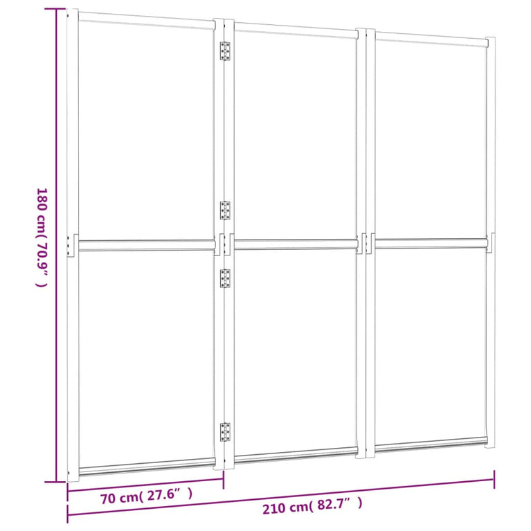 Kamerscherm met 3 panelen 210x180 cm crèmewit MeubelReus