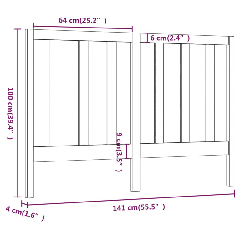 Hoofdbord 141x4x100 cm massief grenenhout