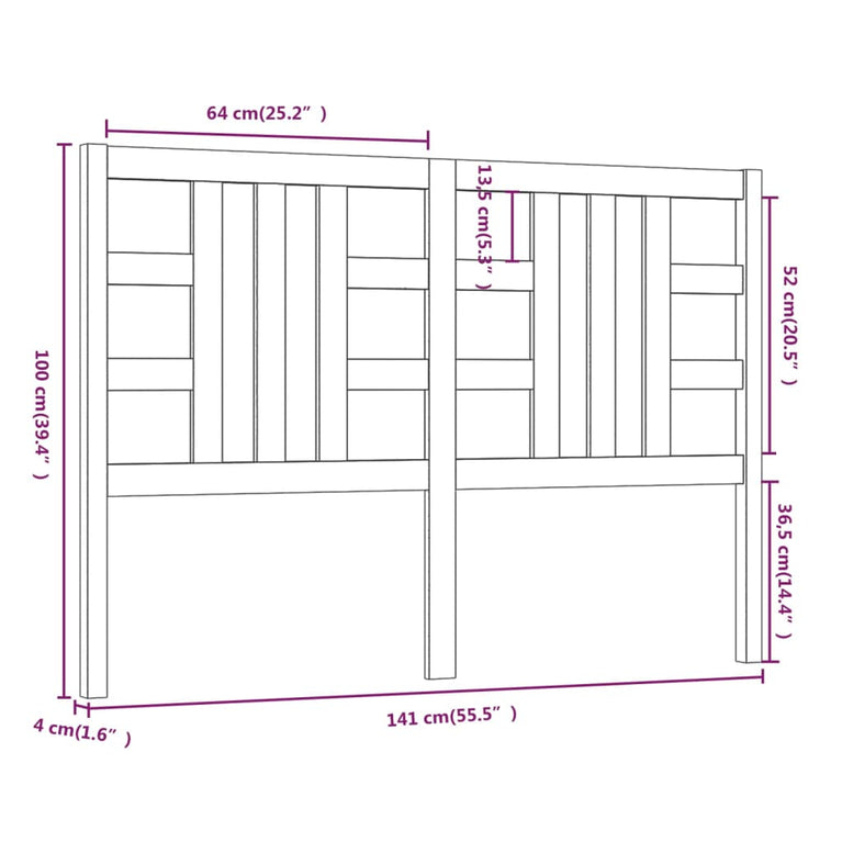 Hoofdbord 141x4x100 cm massief grenenhout
