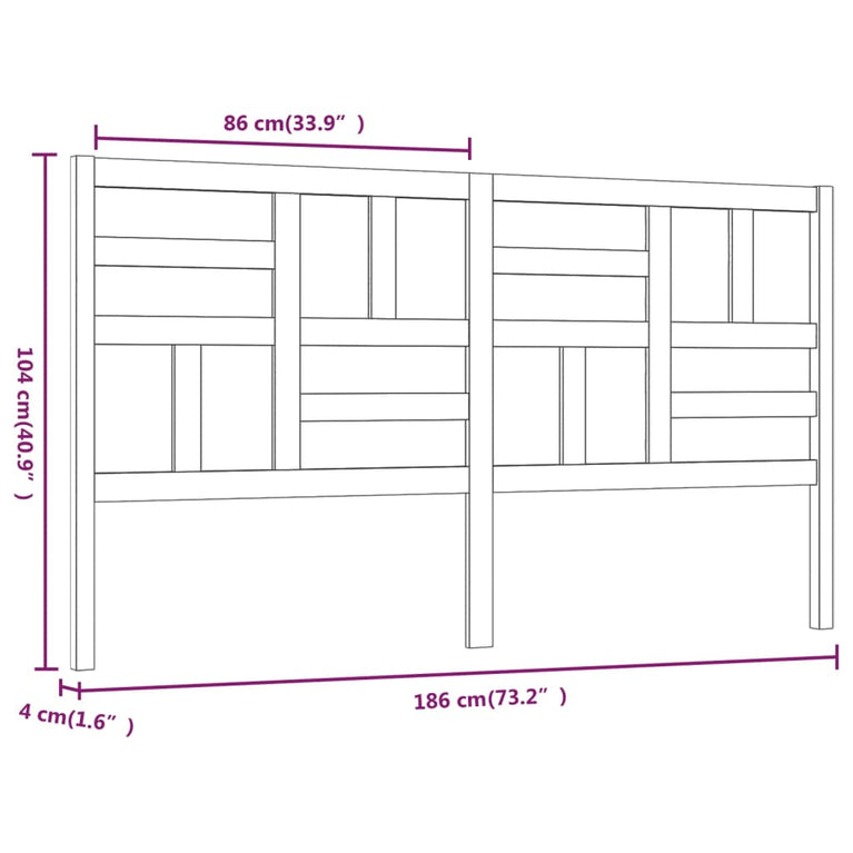 Hoofdbord 186x4x104 cm massief grenenhout