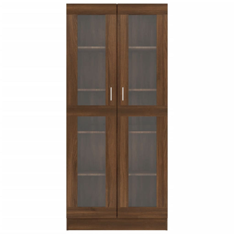 Vitrinekast 82,5x30,5x185,5 cm bewerkt hout bruineikenkleurig MeubelReus