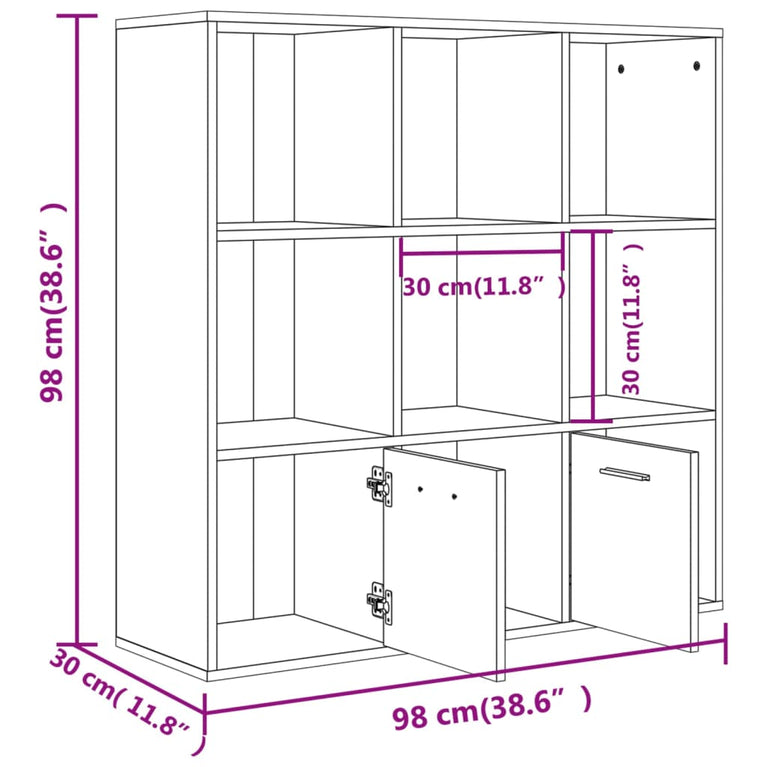 Boekenkast 98x30x98 cm bruineikenkleurig MeubelReus