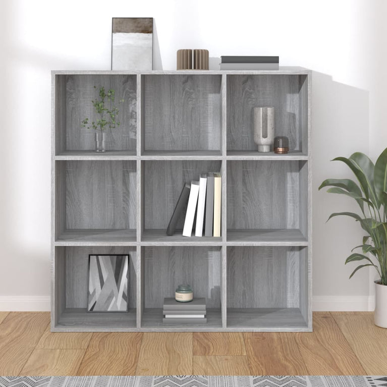 Boekenkast 98x30x98 cm grijs sonoma eikenkleurig
