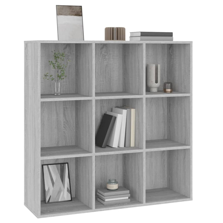 Boekenkast 98x30x98 cm grijs sonoma eikenkleurig