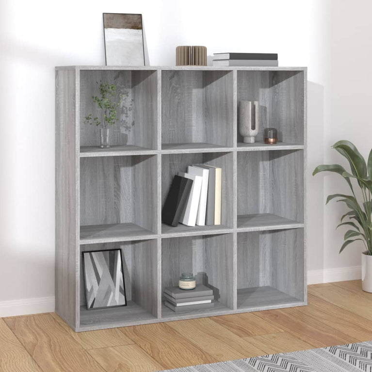 Boekenkast 98x30x98 cm grijs sonoma eikenkleurig